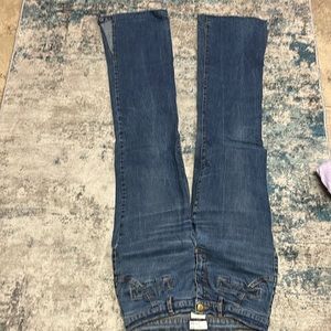 Dark blue denim boot cut jeans